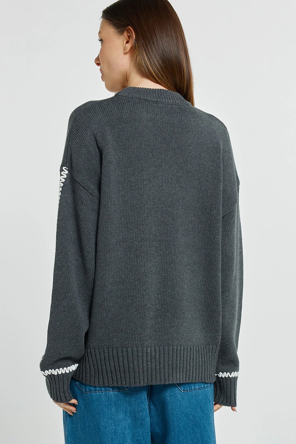 Betty Basics | Contrast Stitch Sweater