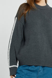 Betty Basics | Contrast Stitch Sweater