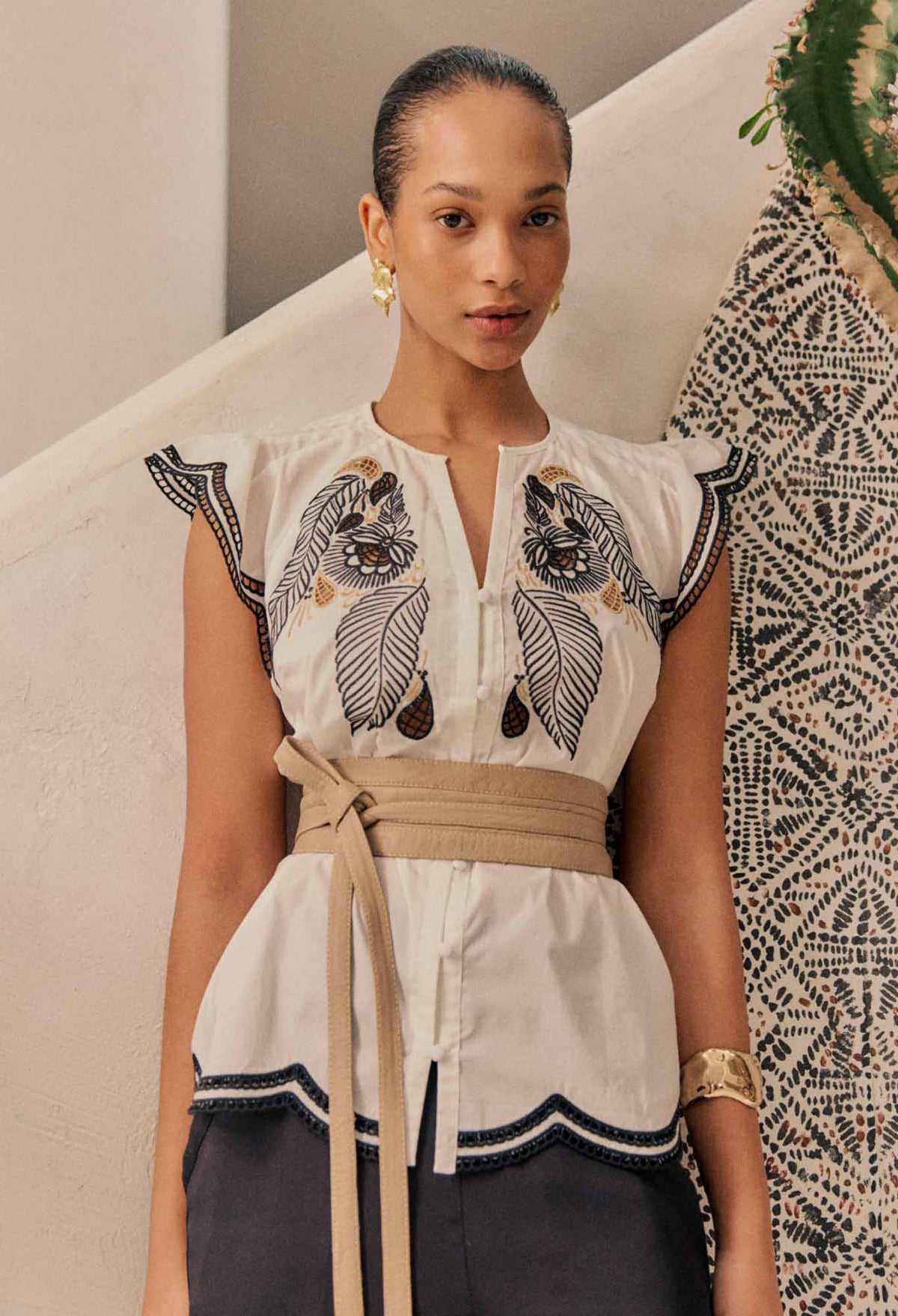 Once Was | Aseel Scallop Embroidered Top