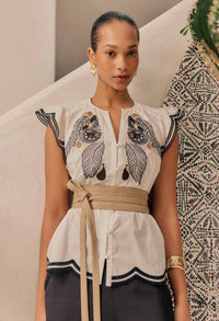 Once Was | Aseel Scallop Embroidered Top