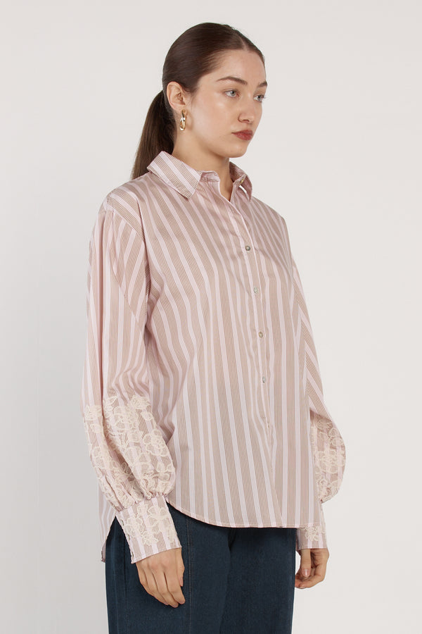 Fate + Becker | Paloma Striped Embroidered Shirt