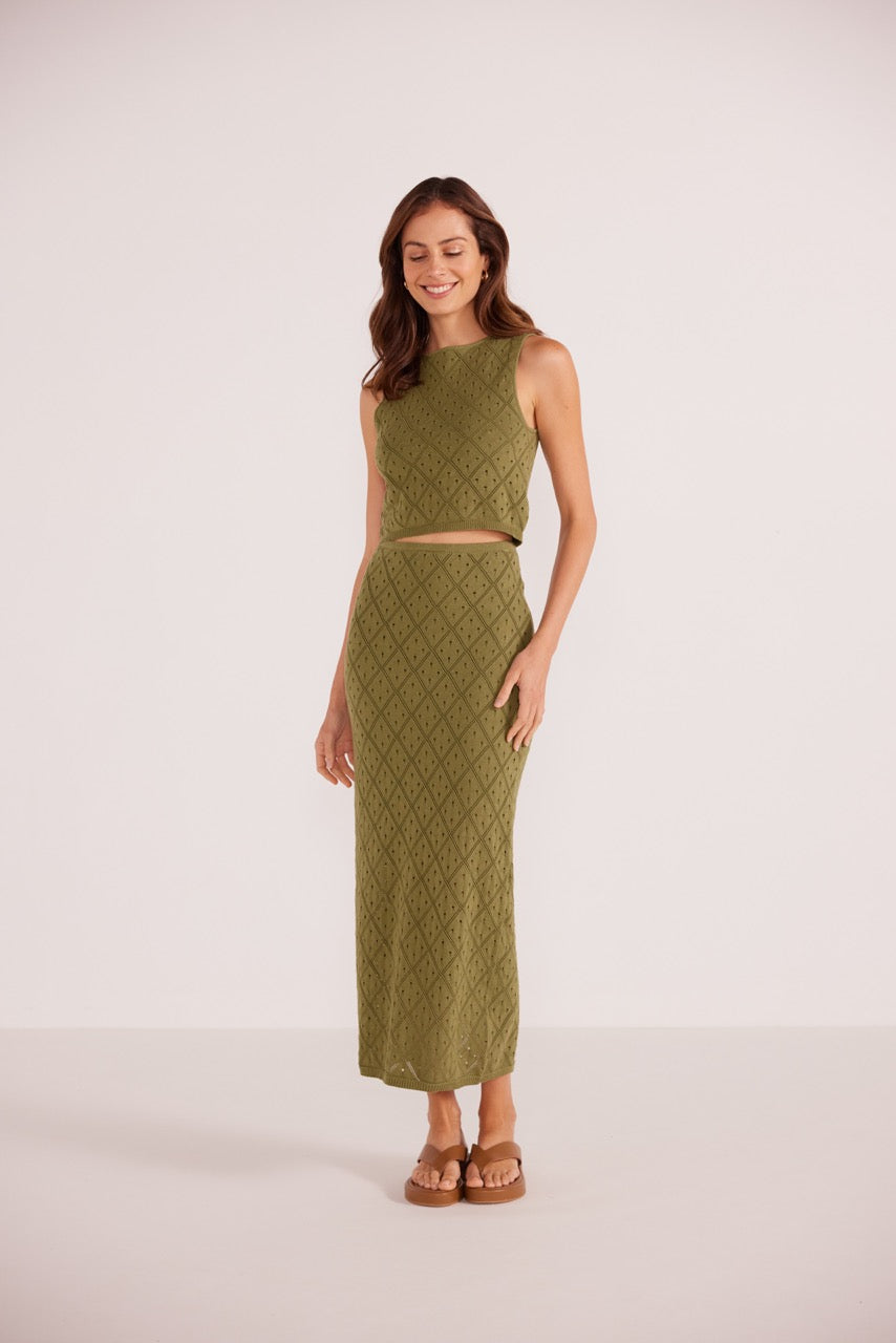 MINKPINK | Solano Diamond Knit Midi Skirt