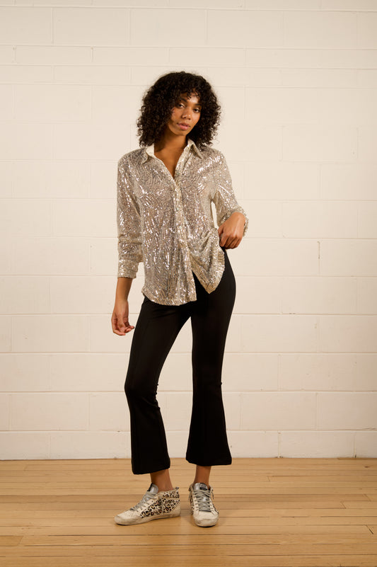 We Are The Others Kat Sequin Shirt | Champagne