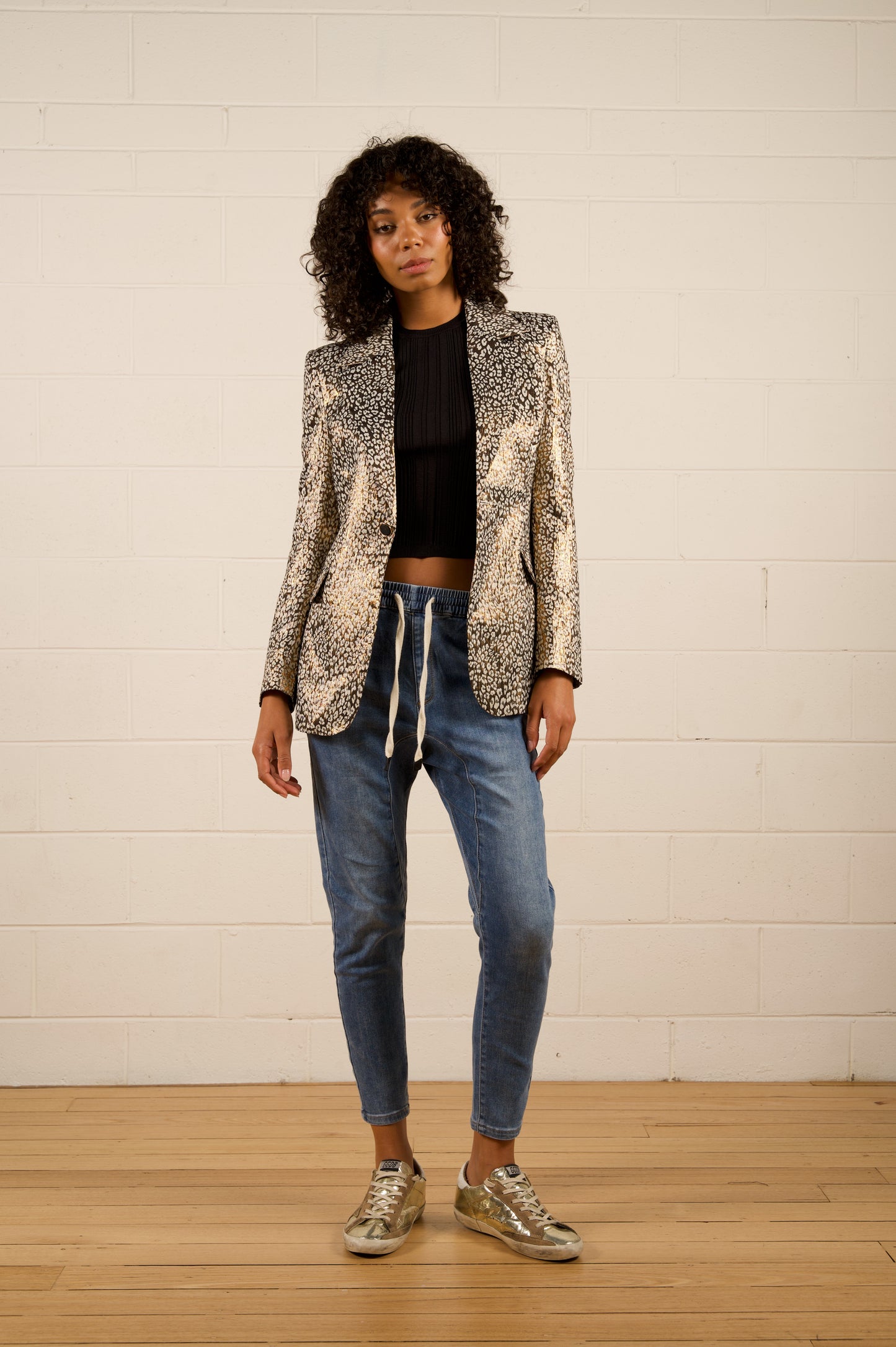 We Are The Others Jules Longline Blazer, Leopard Jacquard