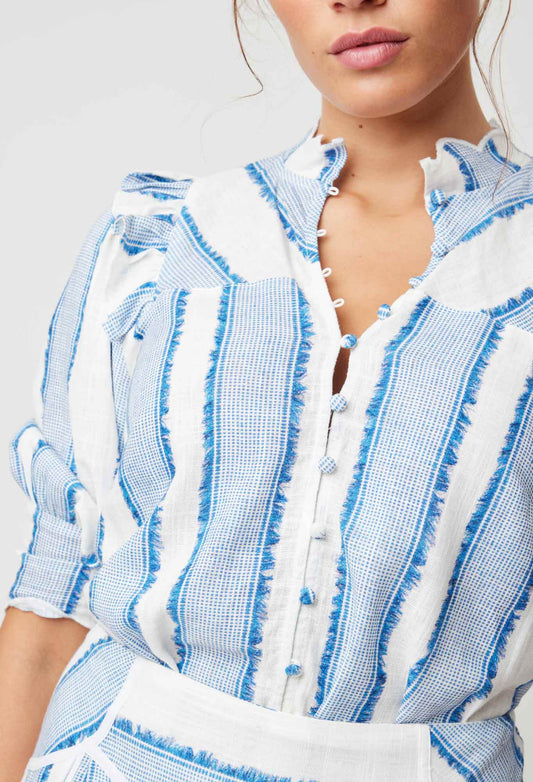 Pre Order // Once Was Elysian Scallop Blouse | Sorrento Stripe
