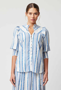 Once Was Elysian Scallop Blouse | Sorrento Stripe