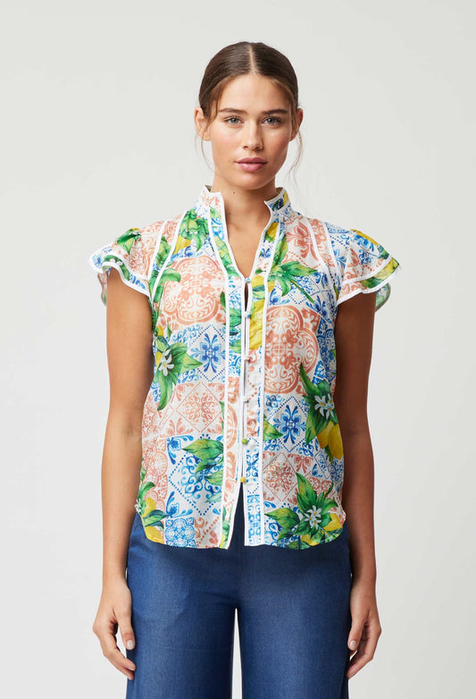 Pre Order // Once Was Panama Flutter Sleeve Top | Limonata Print