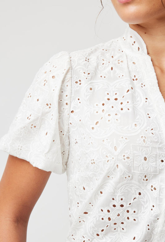 Pre Order // Once Was Tulum Embroidered Shirt | White