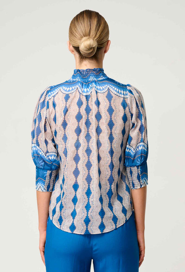 Once Was | Oleander Shirred Collar Blouse