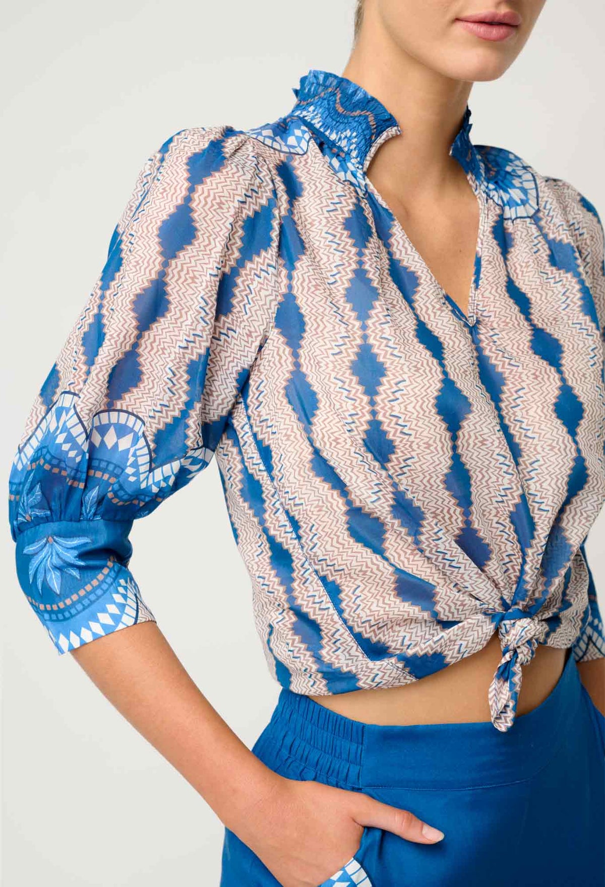 Once Was | Oleander Shirred Collar Blouse