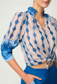 Once Was | Oleander Shirred Collar Blouse
