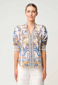 Once Was | Calantha Ruched Sleeve Shirt