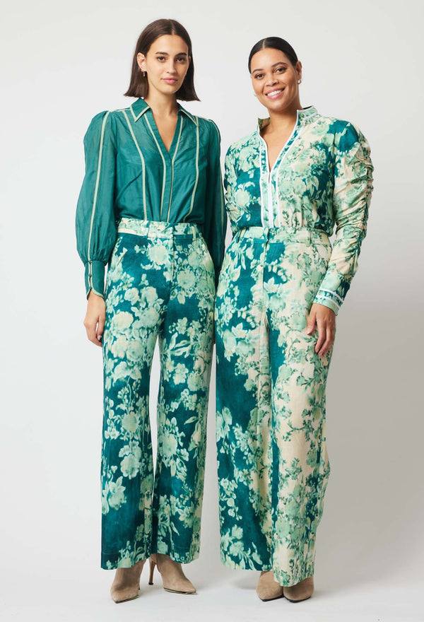 Once Was Dynasty Linen Pant | Jade Floral