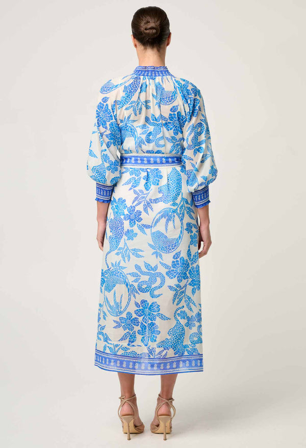 Once Was | Carmen Dress - Azure Mosaic