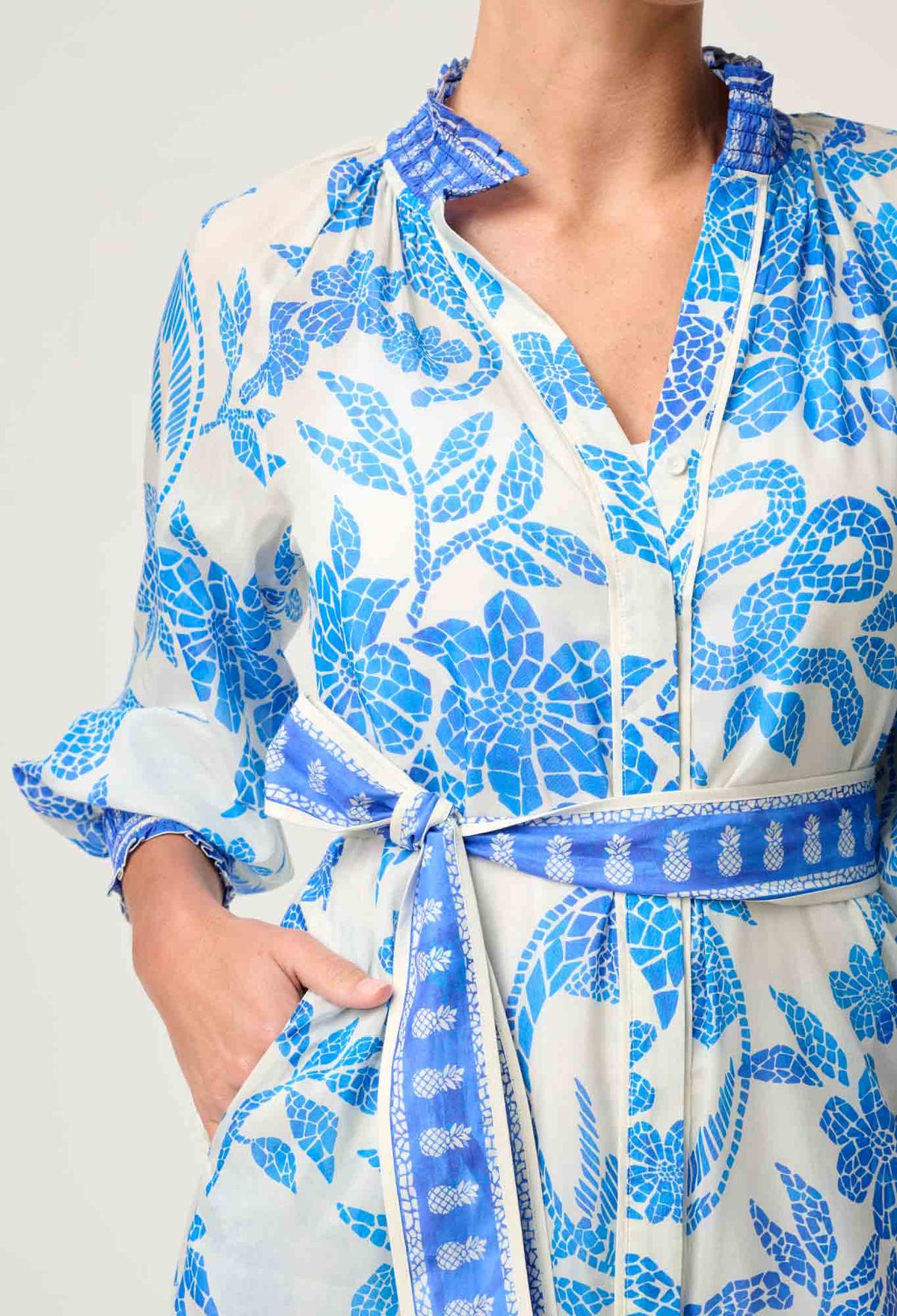 Once Was | Carmen Dress - Azure Mosaic