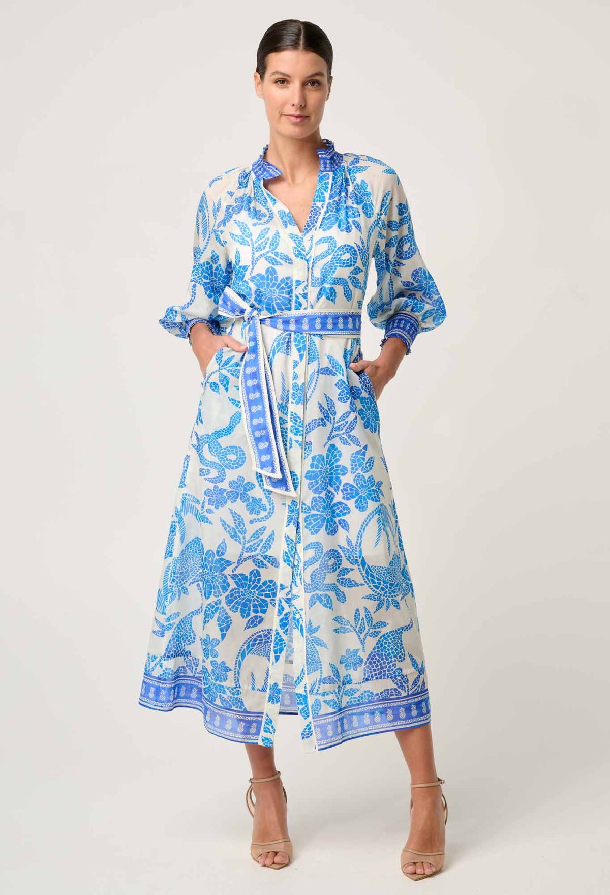 Once Was | Carmen Dress - Azure Mosaic