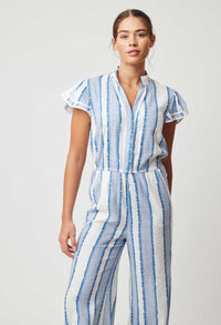 Once Was Positano Flutter Sleeve Jumpsuit  | Sorrento Stripe