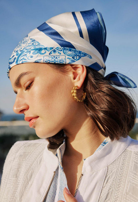 Pre Order // Once Was Silk Scarf | Azure Border