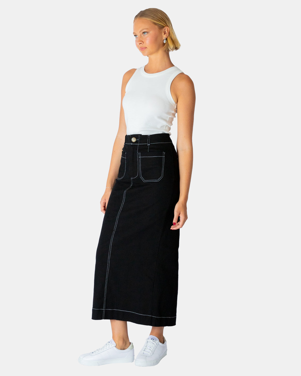 Paper Heart Midi Skirt | Black