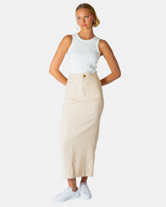 Paper Heart Midi Skirt | Latte