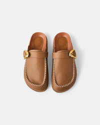 Walnut Pia Leather Mule | Fawn