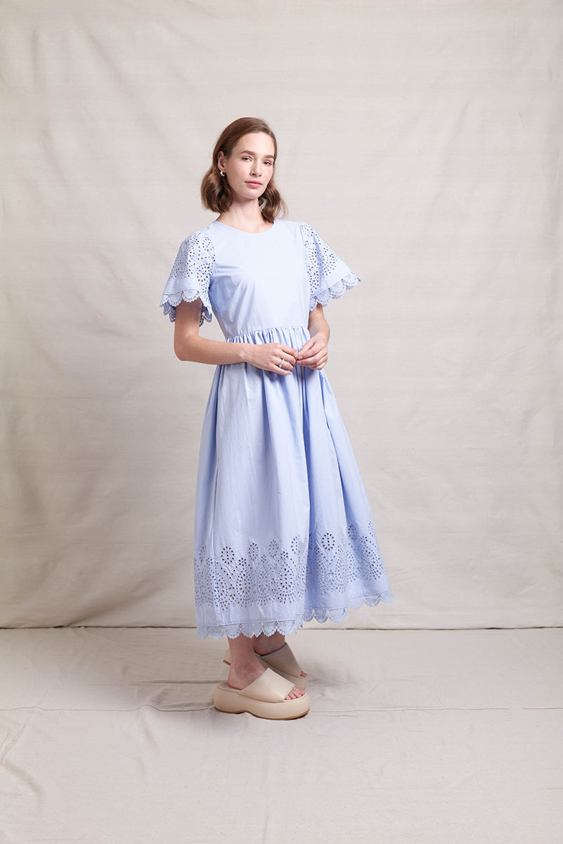 Neris Lace Work Dress | Sky