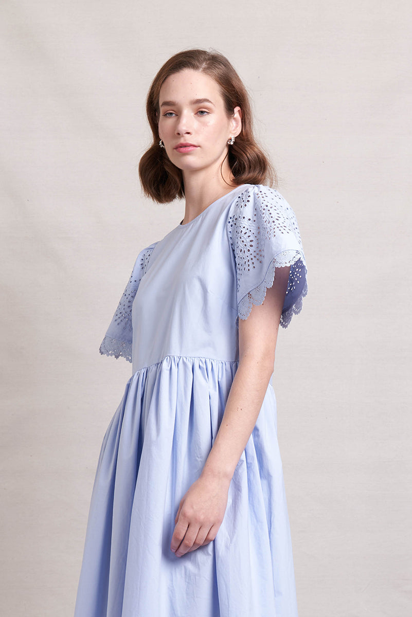 Neris Lace Work Dress | Sky