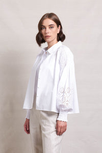 Neris Lace Work Blouse | White