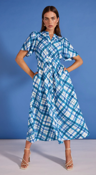 Staple the Label Heaton Midi Dress | Blue Check