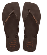 Havaianas Slim Square Logo Jandal | Pop-Up Dark Brown