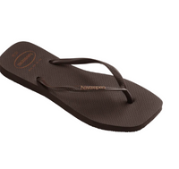 Havaianas Slim Square Logo Jandal | Pop-Up Dark Brown