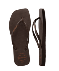 Havaianas Slim Square Logo Jandal | Pop-Up Dark Brown