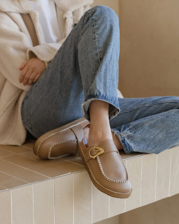 Walnut Pia Leather Mule | Fawn