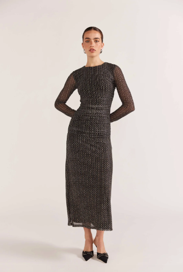 Staple The Label Zeta Mesh Midi Dress | Geometric