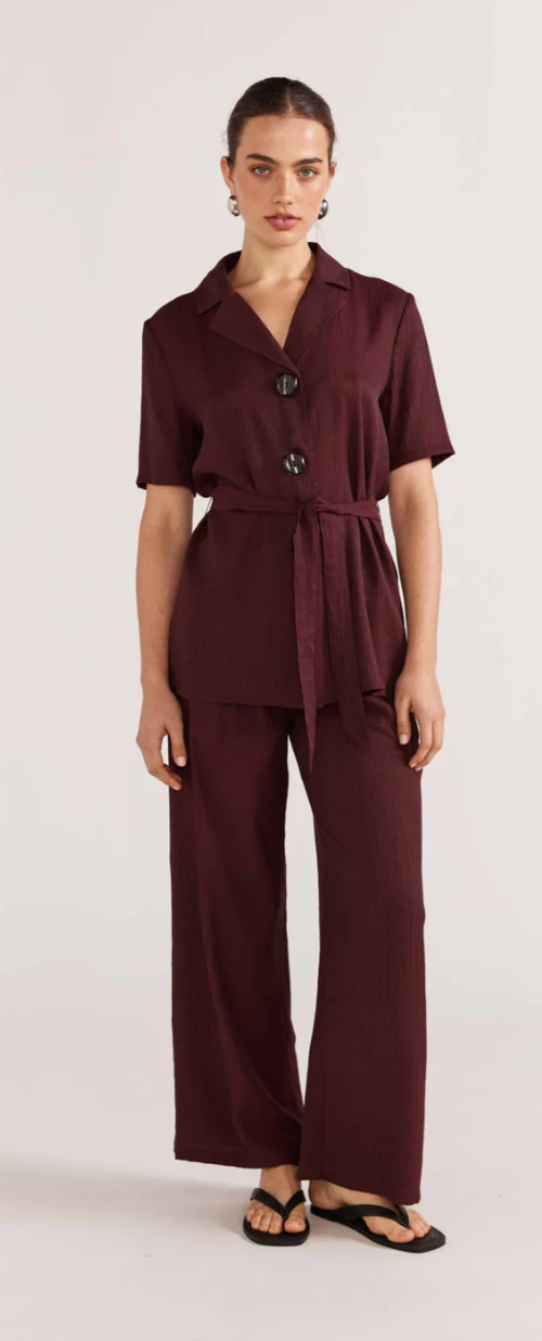 Staple The Label Astor Belted Shirt | Wine