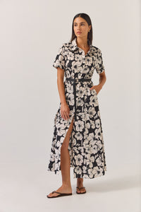 Tuesday | Godet Shirt Dress - Black Floral