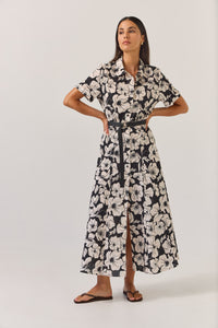 Tuesday | Godet Shirt Dress - Black Floral