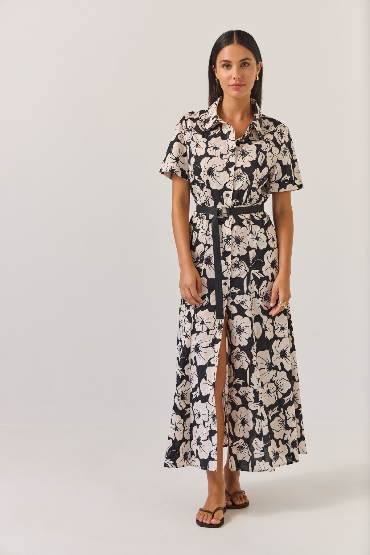 Tuesday | Godet Shirt Dress - Black Floral