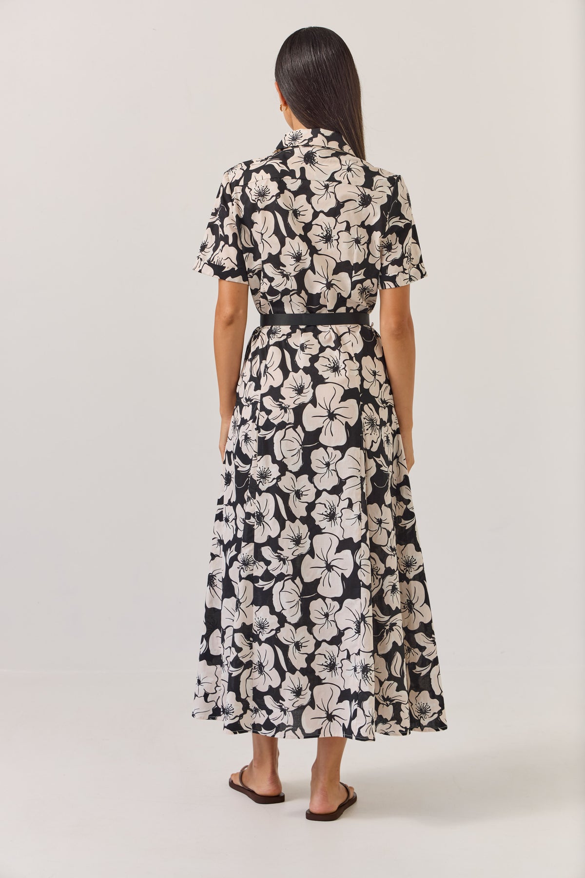 Tuesday | Godet Shirt Dress - Black Floral