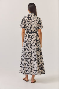 Tuesday | Godet Shirt Dress - Black Floral