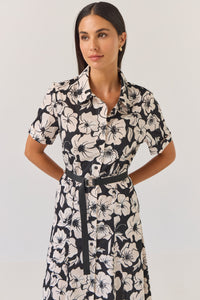 Tuesday | Godet Shirt Dress - Black Floral