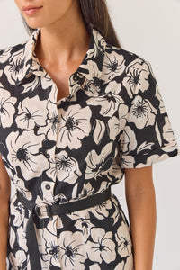 Tuesday | Godet Shirt Dress - Black Floral