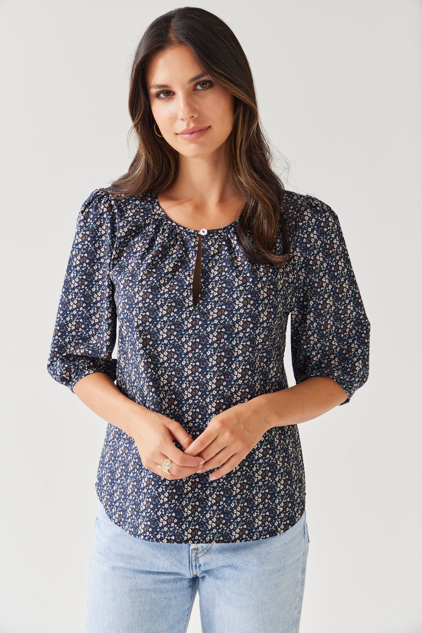 Tuesday Therese Top | Navy Ditsy