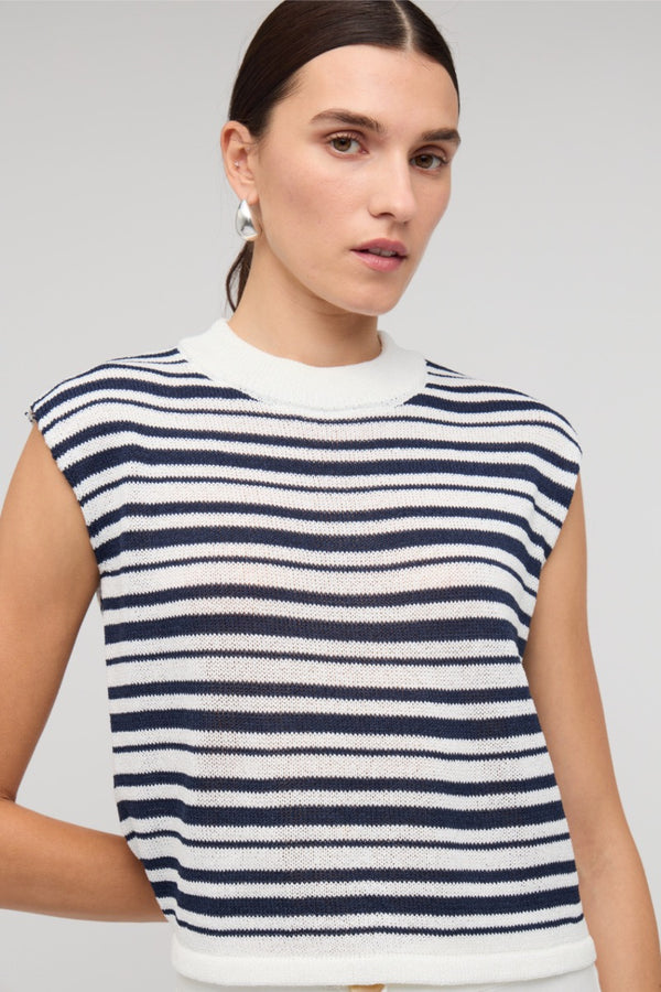 Staple the Label | Palmer Stripe Knit Tank - Navy/White Stripe