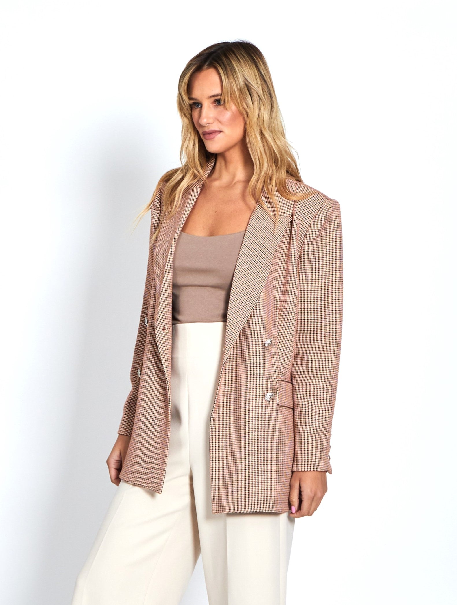 Checked boyfriend blazer sale