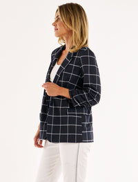 Betty Basics Check Jersey Blazer | Navy Check