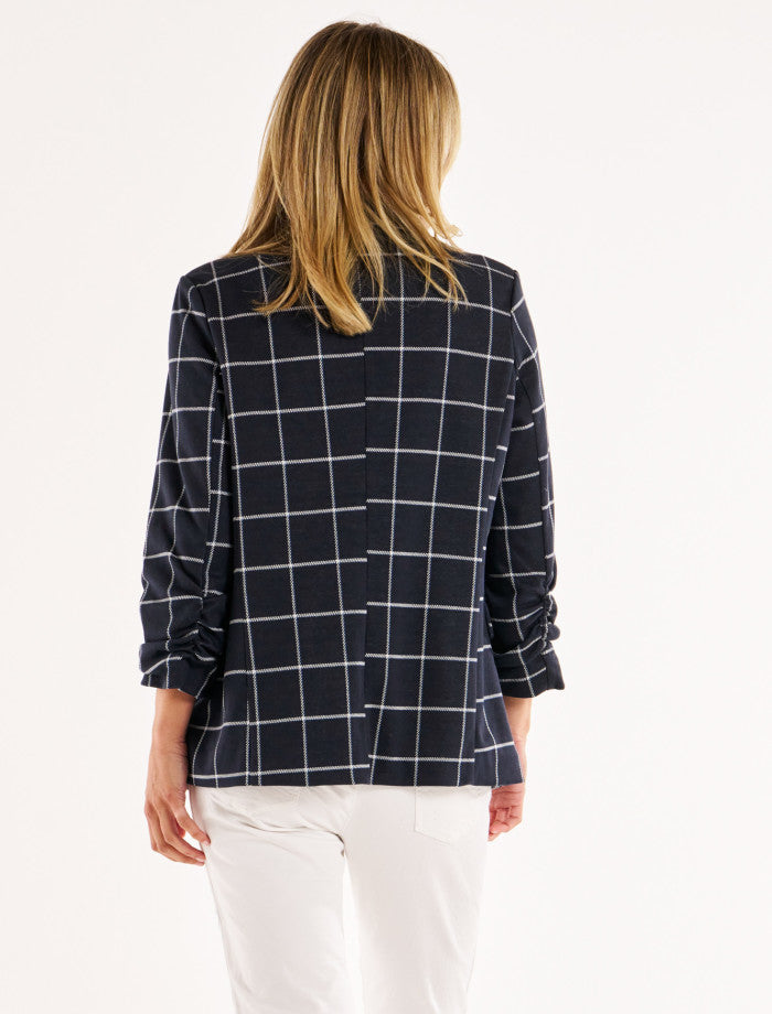 Betty Basics Check Jersey Blazer | Navy Check