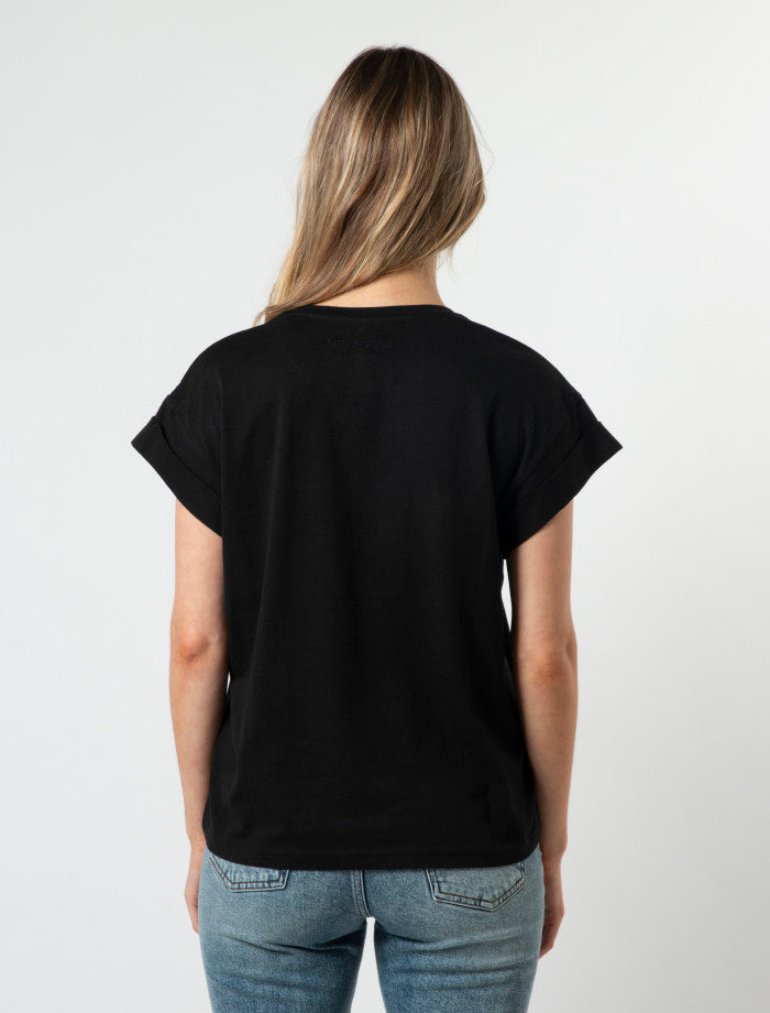 Stella + Gemma Cuff Sleeve T-Shirt | Black NYC