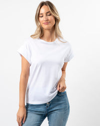 Stella + Gemma Cuff Sleeve T-Shirt Embroidered Logo white