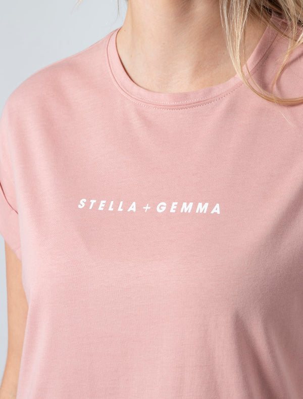 Stella + Gemma Cuffed Sleeve T- Shirt | Rose with White Logo